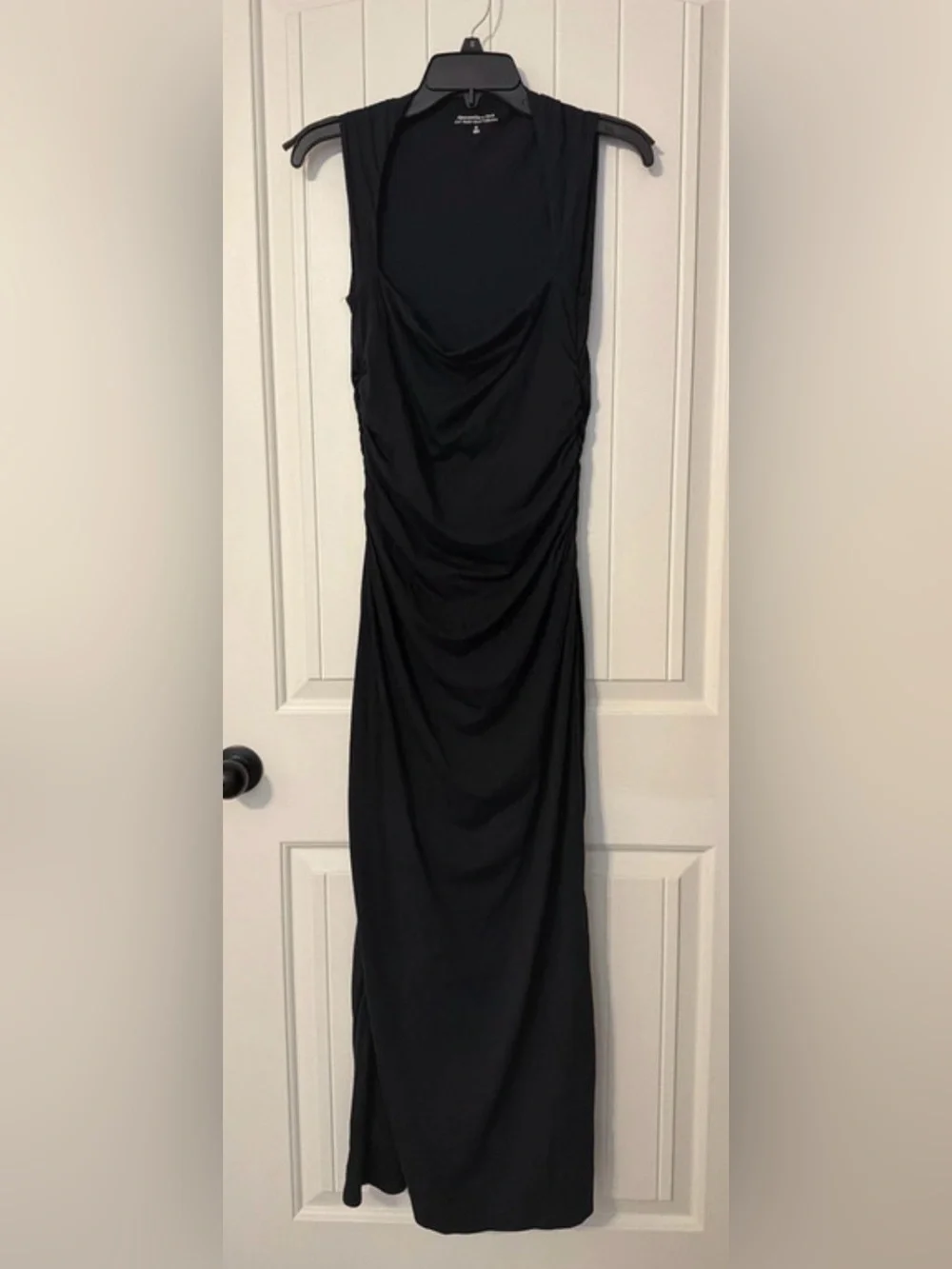 Abercrombie & Fitch Black Strapless Ruched Maxi Dress